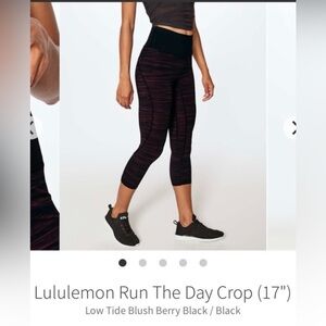 lululemon Run The Day Crop Ankle Leggings - Blush Berry Black